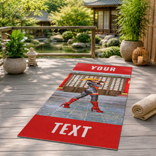 Asiatische Kriegerin Fantasy Samurai Kunstwerk Yogamatte