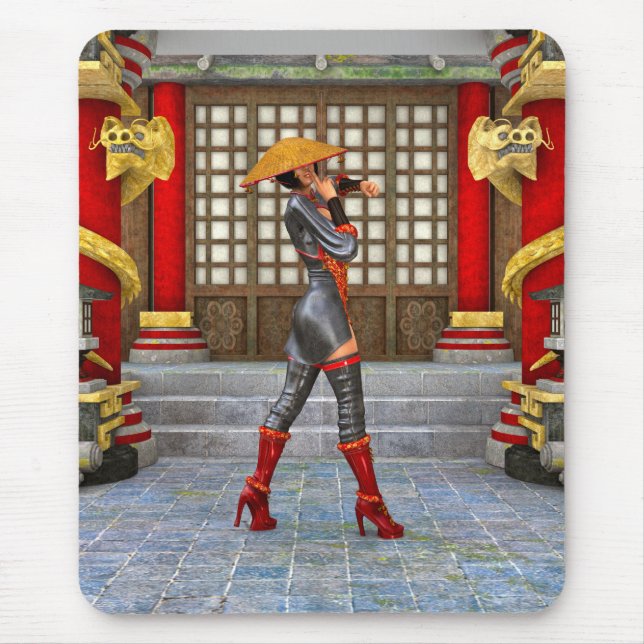Asiatische Kriegerin Mousepad (Vorne)