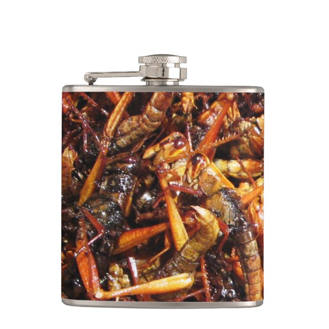 Asiatische Küche mit frittiertem Grasshopper (Takk Flachmann (Vorderseite)