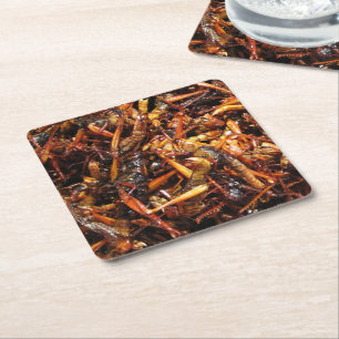 Asiatische Küche mit frittiertem Grasshopper (Takk Rechteckiger Pappuntersetzer