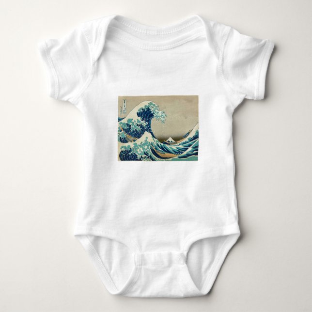 Asiatische Kunst - die große Welle weg von Baby Strampler (Vorderseite)