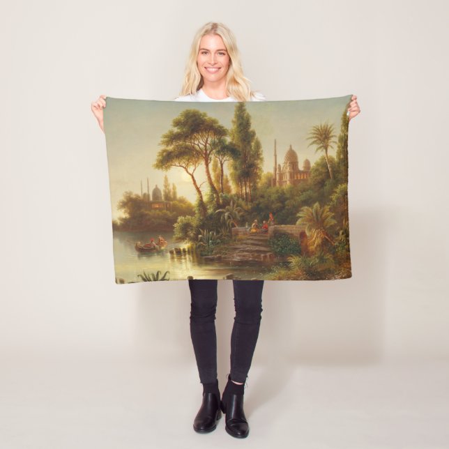 Asiatische Landschaft im Abend Licht (Sunset Art) Fleecedecke (Beispiel)