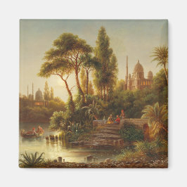 Asiatische Landschaft im Abend Licht (Sunset Art) Magnet
