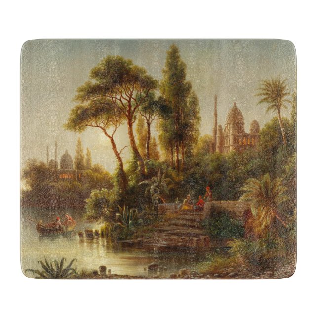 Asiatische Landschaft im Abend Licht (Sunset Art) Schneidebrett (Vorderseite)