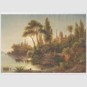 Asiatische Landschaft im Abend Licht (Sunset Art) Seidenpapier