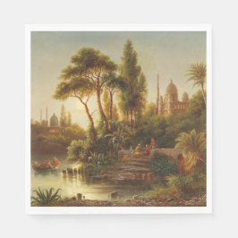 Asiatische Landschaft im Abend Licht (Sunset Art) Serviette