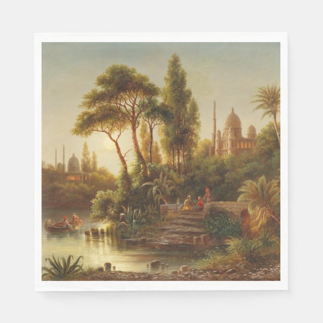 Asiatische Landschaft im Abend Licht (Sunset Art) Serviette (Vorderseite)