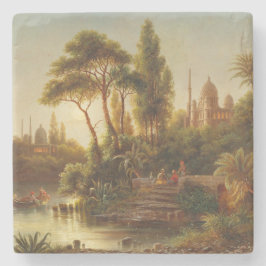 Asiatische Landschaft im Abend Licht (Sunset Art) Steinuntersetzer