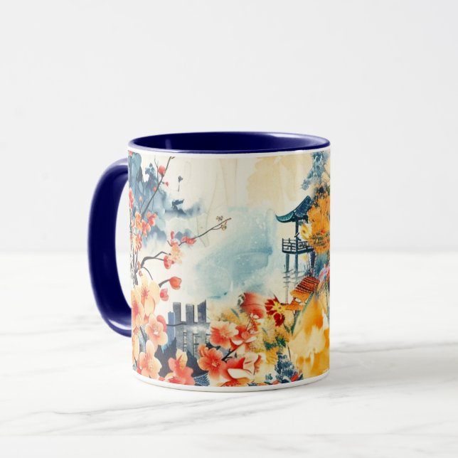 Asiatische Landschaft mit Pagoda Tasse (Vorderseite Links)