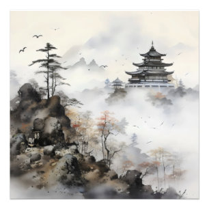 Asiatische Landschaftsfarbe Fotodruck