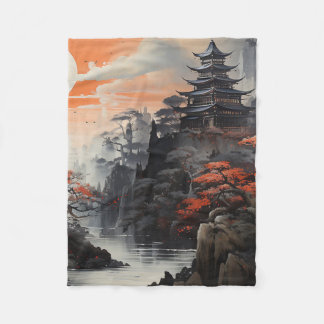 Asiatische Landschaftskunst Fleecedecke