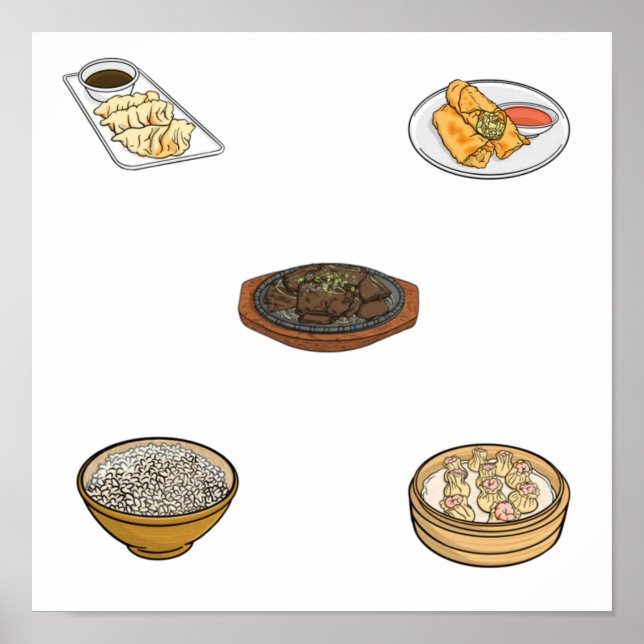 Asiatische Lebensmittelsammlung Poster (Vorne)