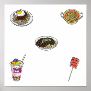 Asiatische Lebensmittelsammlung Poster