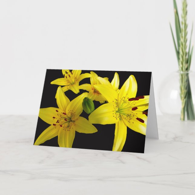 Asiatische Lilien auf schwarz Dankeskarte (Vorderseite)