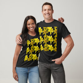 Asiatische Lilien auf schwarz T-Shirt