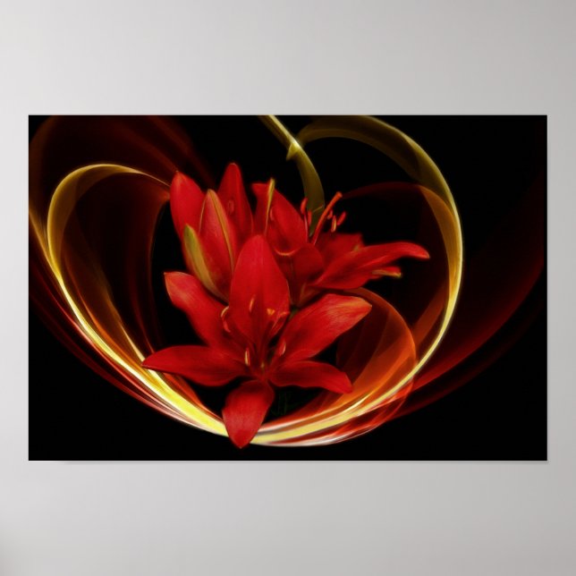 Asiatische Lilies Print Poster (Vorne)