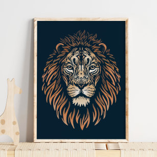 Asiatische Löwe Wildlife Print   Lion Print Poster