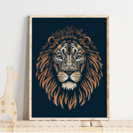 Asiatische Löwe Wildlife Print | Lion Print Poster