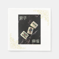 Asiatische Mahjong-Serviette mit Bambus