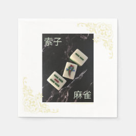 Asiatische Mahjong-Serviette mit Bambus Serviette