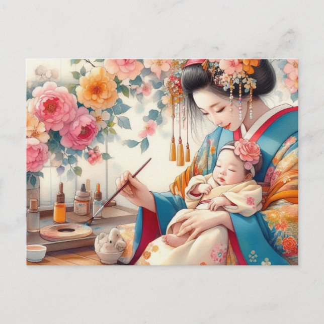 Asiatische Mama 15 Postkarte (Vorderseite)