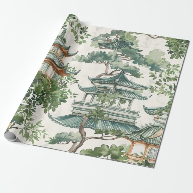 Asiatische Pagode in Verdant Landscape (10) Geschenkpapier (Ungerollt)