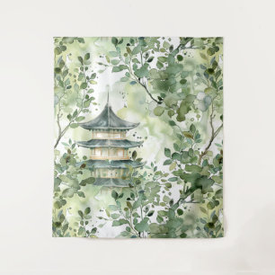 Asiatische Pagode in Verdant Landscape (13) Wandteppich