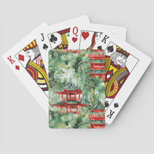 Asiatische Pagode in Verdant Landscape (14) Spielkarten