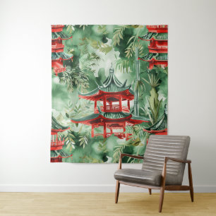 Asiatische Pagode in Verdant Landscape (14) Wandteppich