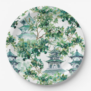Asiatische Pagode in Verdant Landscape (15) Pappteller