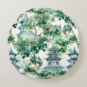 Asiatische Pagode in Verdant Landscape (15) Rundes Kissen
