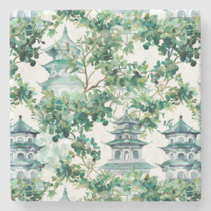 Asiatische Pagode in Verdant Landscape (15) Steinuntersetzer