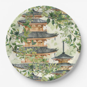 Asiatische Pagode in Verdant Landscape (16) Pappteller