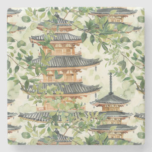 Asiatische Pagode in Verdant Landscape (16) Steinuntersetzer