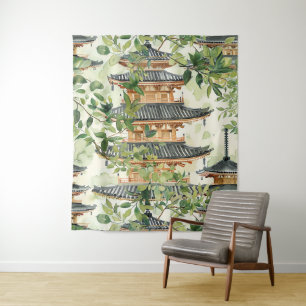 Asiatische Pagode in Verdant Landscape (16) Wandteppich
