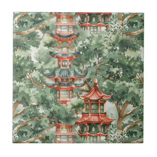 Asiatische Pagode in Verdant Landscape (17) Fliese