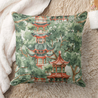 Asiatische Pagode in Verdant Landscape (17) Kissen