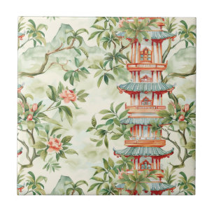 Asiatische Pagode in Verdant Landscape (1) Fliese