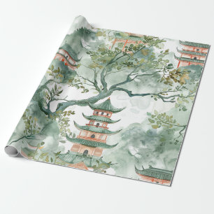 Asiatische Pagode in Verdant Landscape (5) Geschenkpapier