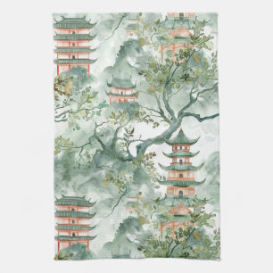 Asiatische Pagode in Verdant Landscape (5) Geschirrtuch