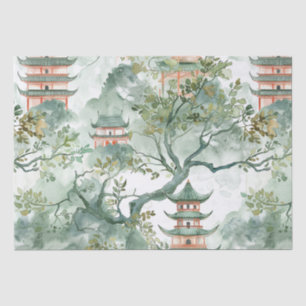 Asiatische Pagode in Verdant Landscape (5) Seidenpapier