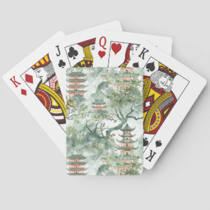 Asiatische Pagode in Verdant Landscape (5) Spielkarten