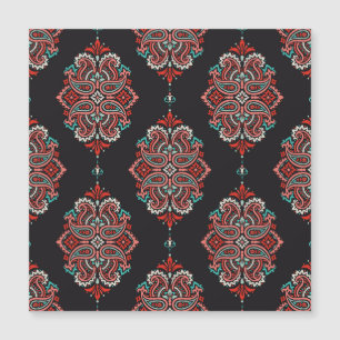 Asiatische Paisley-Elemente, boho Vintage Muster. Magnetkarte