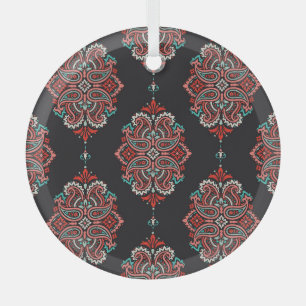 Asiatische Paisley-Elemente, boho Vintage Muster. Ornament Aus Glas