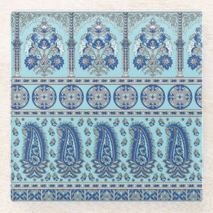 Asiatische Paisley-Grenze: Traditionelles Design. Glasuntersetzer