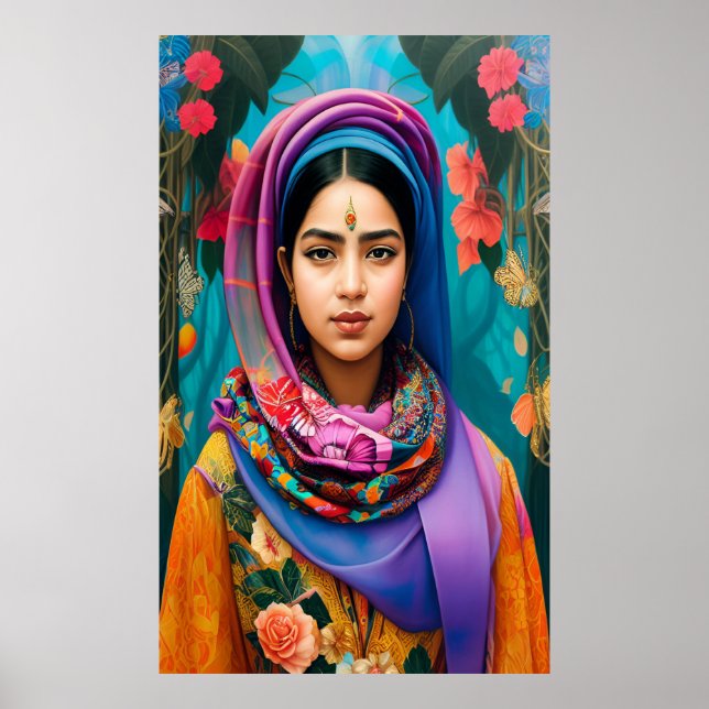 Asiatische Prinzessin mit Hijab Poster (Vorne)
