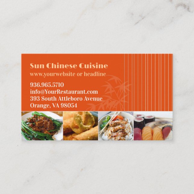 Asiatische Restaurantkarte Visitenkarte (Vorderseite)