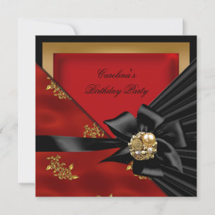 Asiatische rote goldene schwarze Schleife zum Gebu Einladung