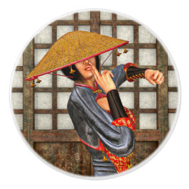 Asiatische Schlachtfrau Keramikknauf