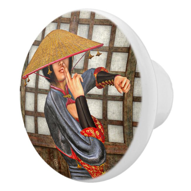 Asiatische Schlachtfrau Keramikknauf (Rechts)